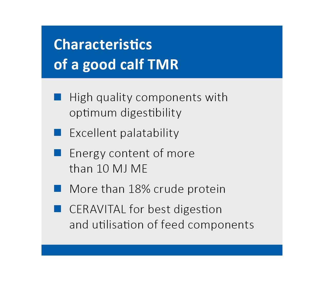 Characteristics of a good calf TMR